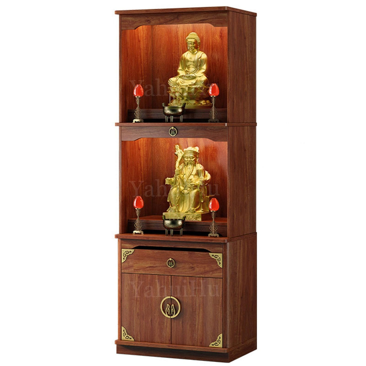 Multifunction Meditation Altar Table with Drawer and Shelf (Cherry(semi-open) / 24"Lx18"Wx78"H)