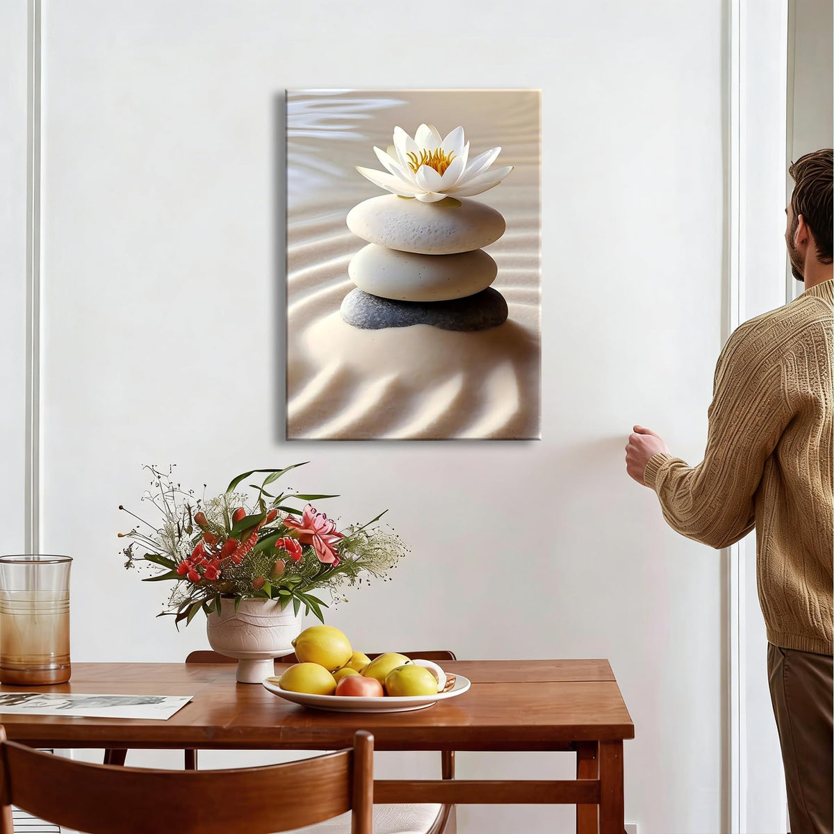 Framed Oriental Sand Garden Lily Canvas Art (Pictures26 / 36"L x 24"W)
