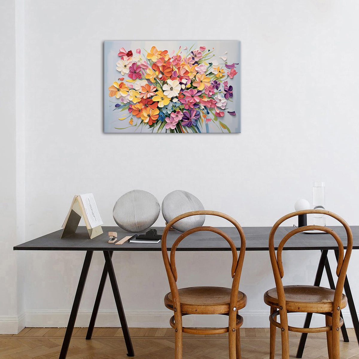 Abstract Floral Wall Art Bathroom Wall Decor Colorful Pink Orange Flower Prints Daisy Wildflower Painting Bedroom Watercolor Natural Botanical Poster Artwork for Living Room Home Decorations 16x24" (24"L x 16"W / Flower-1)