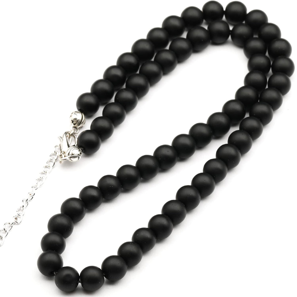 Natural Matte Black Onyx Beaded Choker Necklace (Matte Black Onyx / 26 Inches)