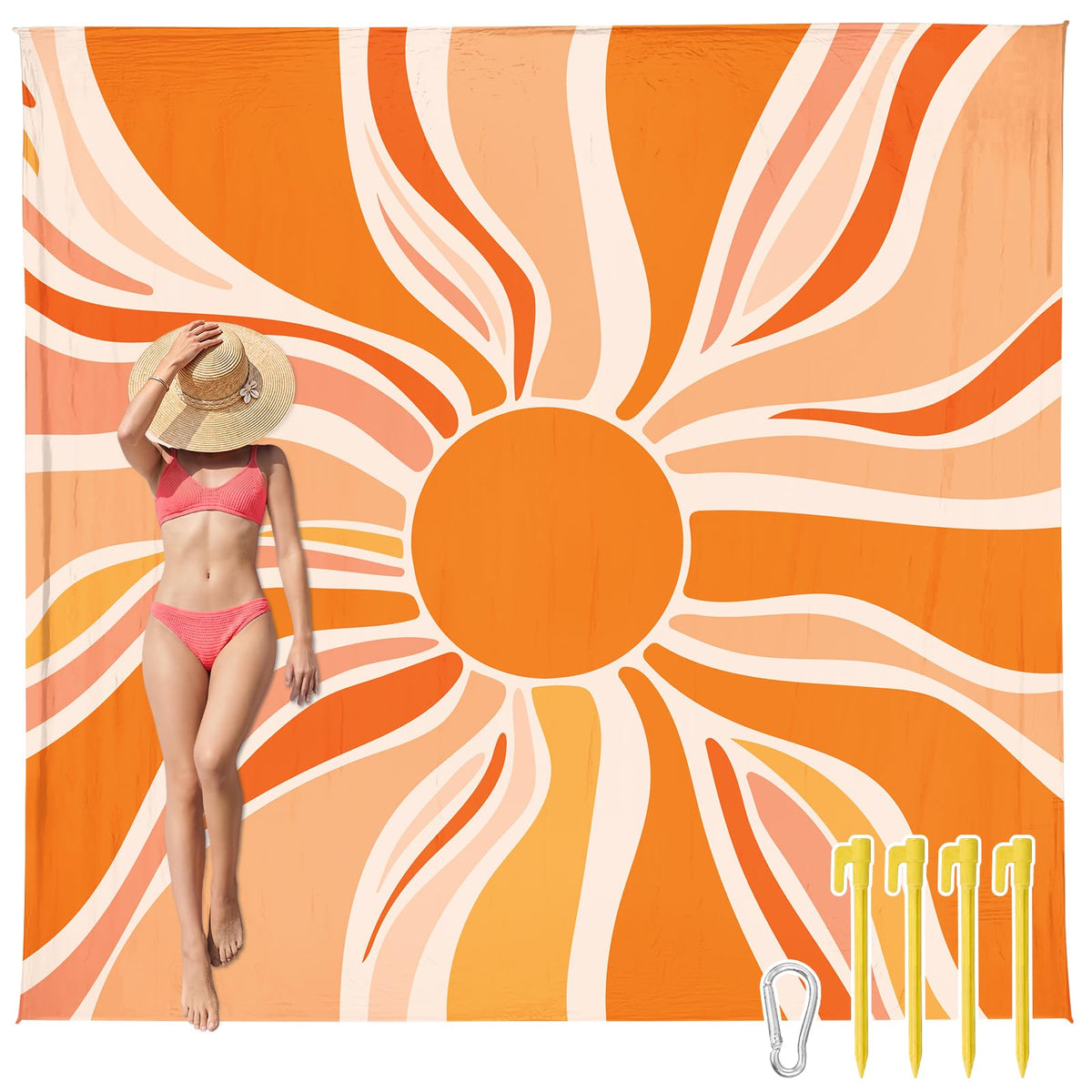 Beach Blanket Waterproof Sandproof (Sun / 120“×108”)