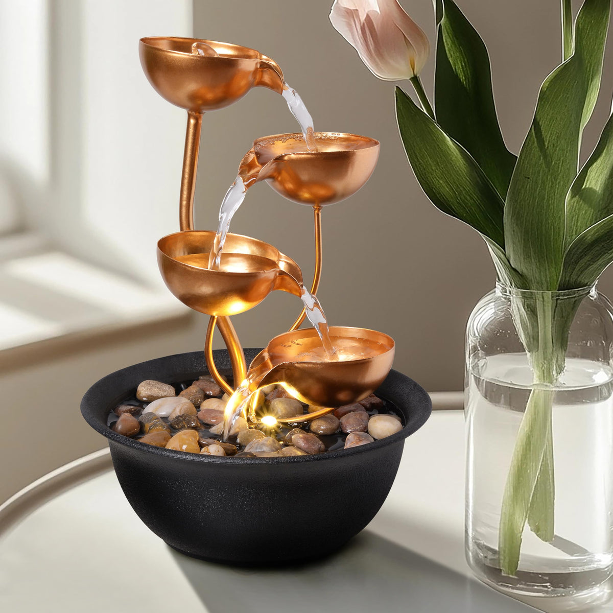 Tabletop Fountain Metal 4 (Gold 4-tier / 9.8 inch)