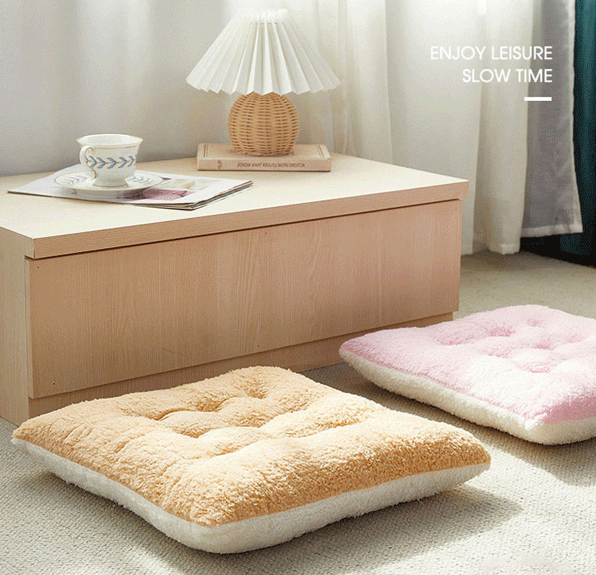 Comfortable Square and Round Artificial Lambswool Chair Pads (14 inch(35cm) / Square-brown&white)