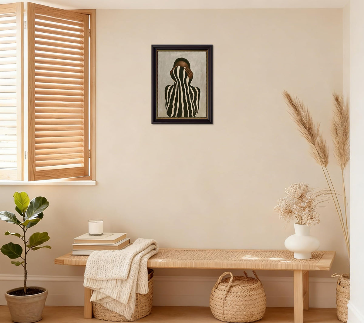 Dark Brown Framed Canvas Wall Art (Facepalm Black Woman / 11"L x 9"W)