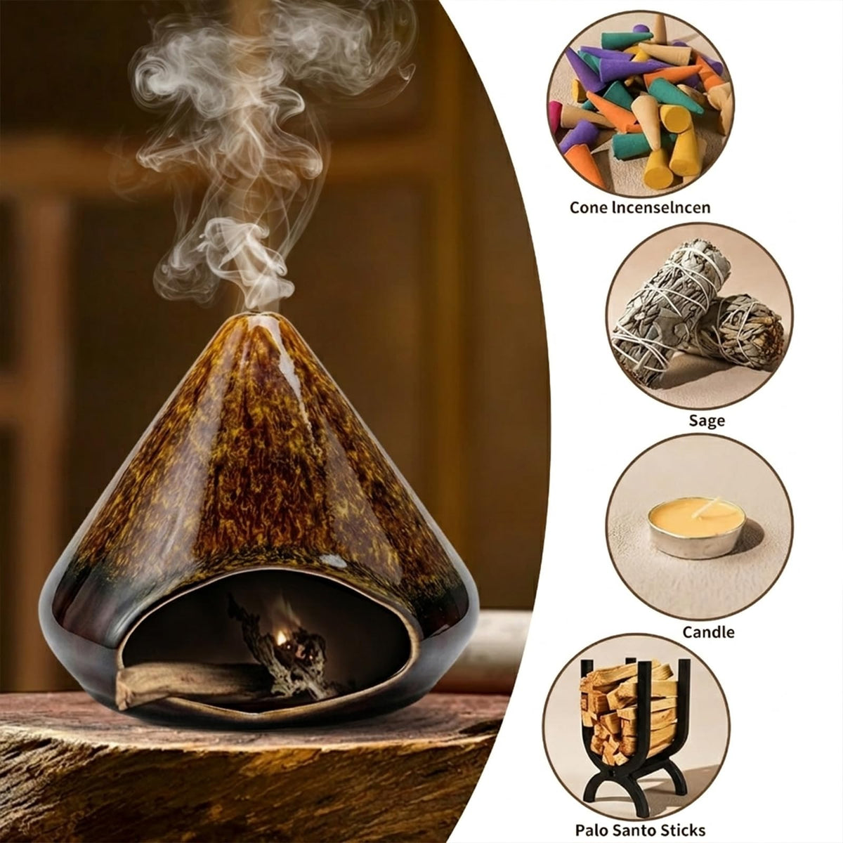 Handcrafted Ceramic Palo Santo Holder (Brown)