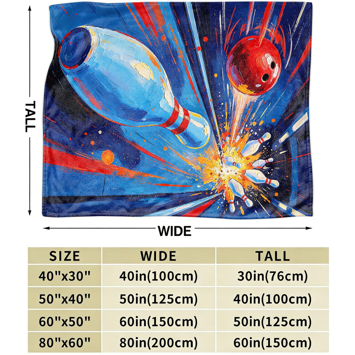 Bowling Fleece Throw Blanket Sports Blanket Gifts Room Decor 60"x80" (Bowling / 60"X80")