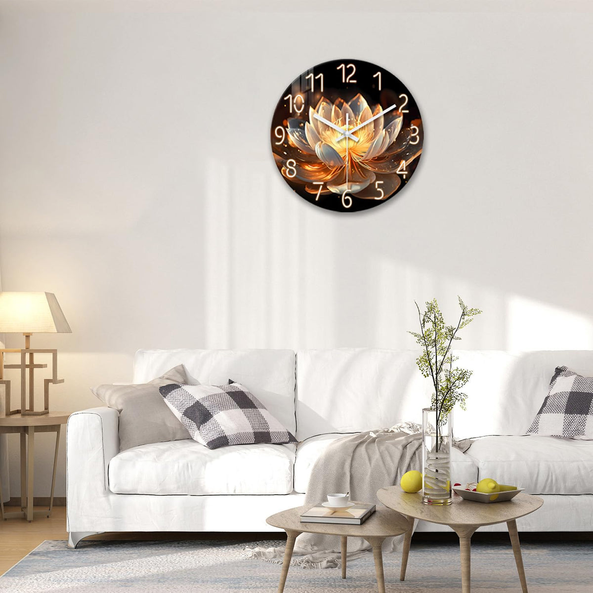 Large Lotus Flower Wall Clock 20 inch Round Silent (Lotus Flower / 20 Inch)