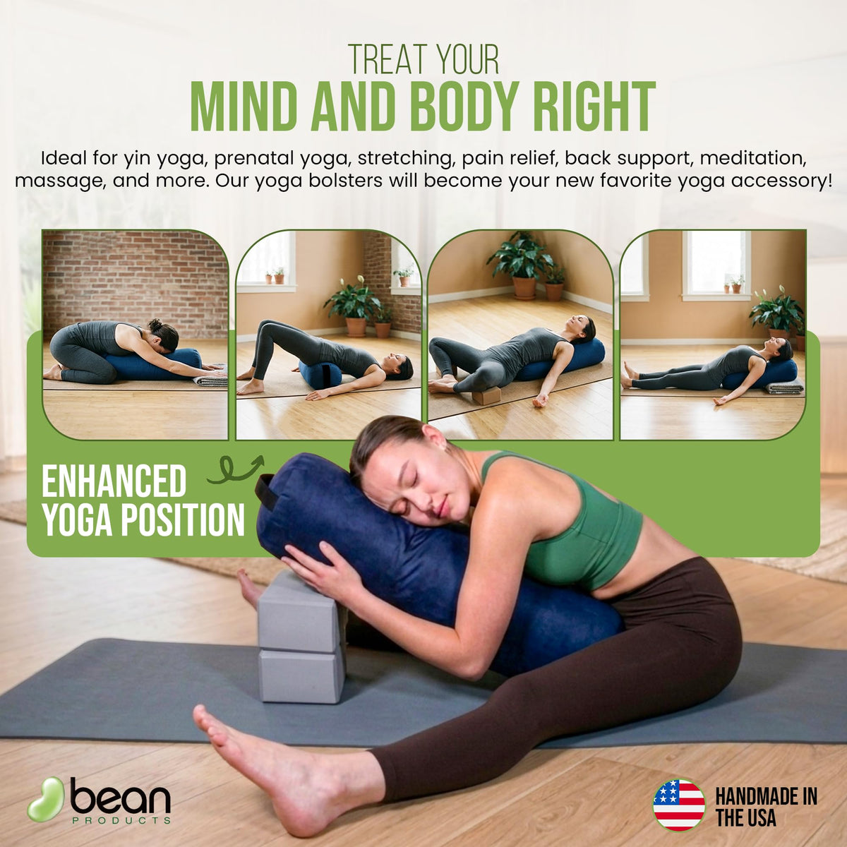 Yoga Bolster Soft yet Firm (Round / Saffron)