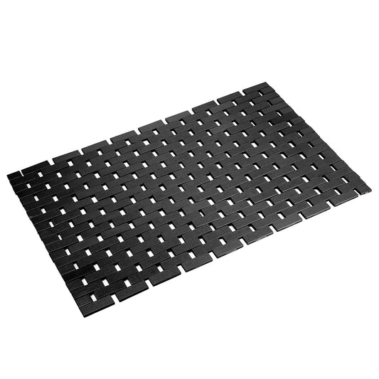 Rayon derived from Bamboo Bath Mat Bathroom Rugs Floor Wood Shower Bathtub Waterproof Non Slip Accessories 16x24 Inch Easy to Clean (Black / 16x24 Inch-1 pc)
