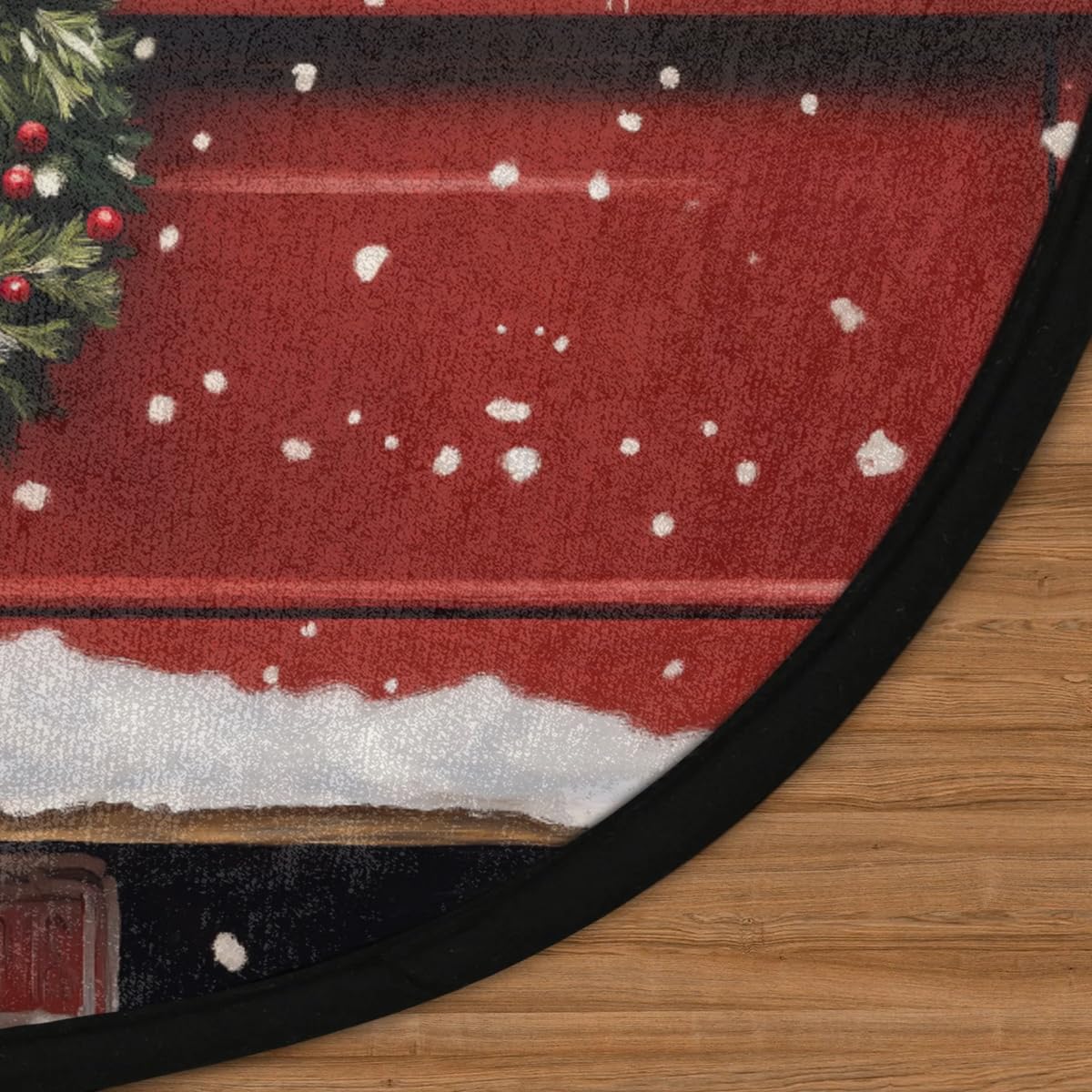 Christmas Red Truck Dog Round Area Rug 5Ft Circle Rugs Carpet Floor Mat (5 ft / Dog)