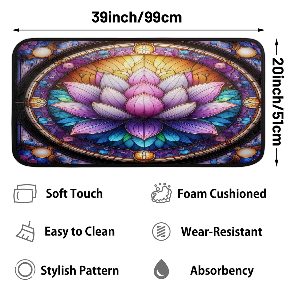 Lotus Kitchen Rugs Kitchen Mats Non Slip Floor Mat (Color 23)