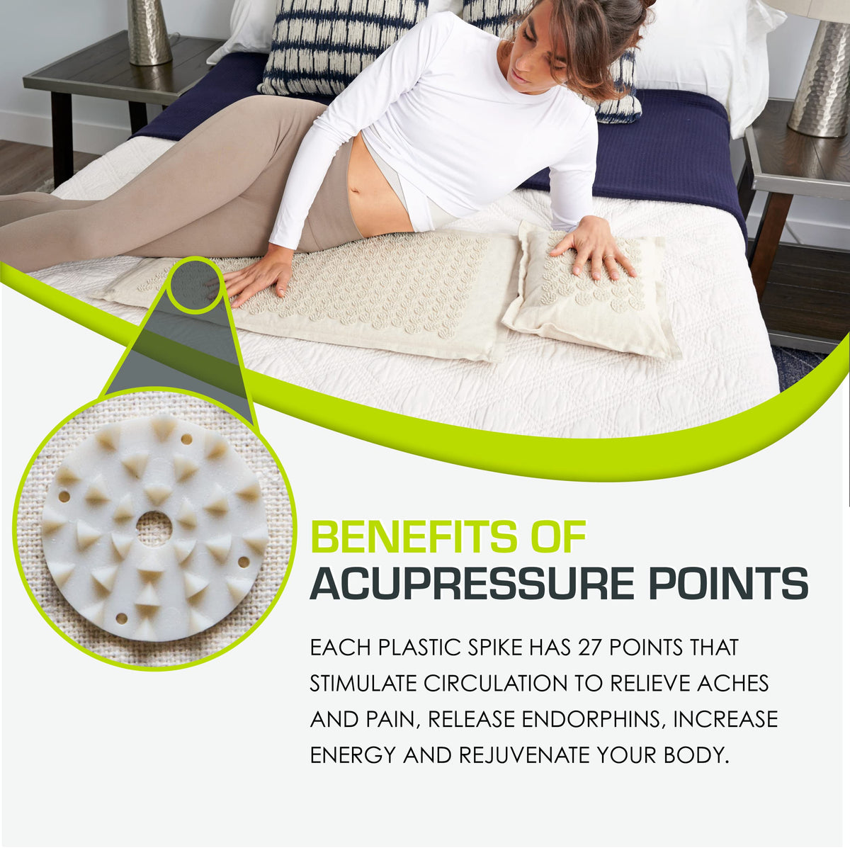 Fit Ki Acupressure Mat and Pillow Set with 100% Natural Linen for Back (Sand Dunes)