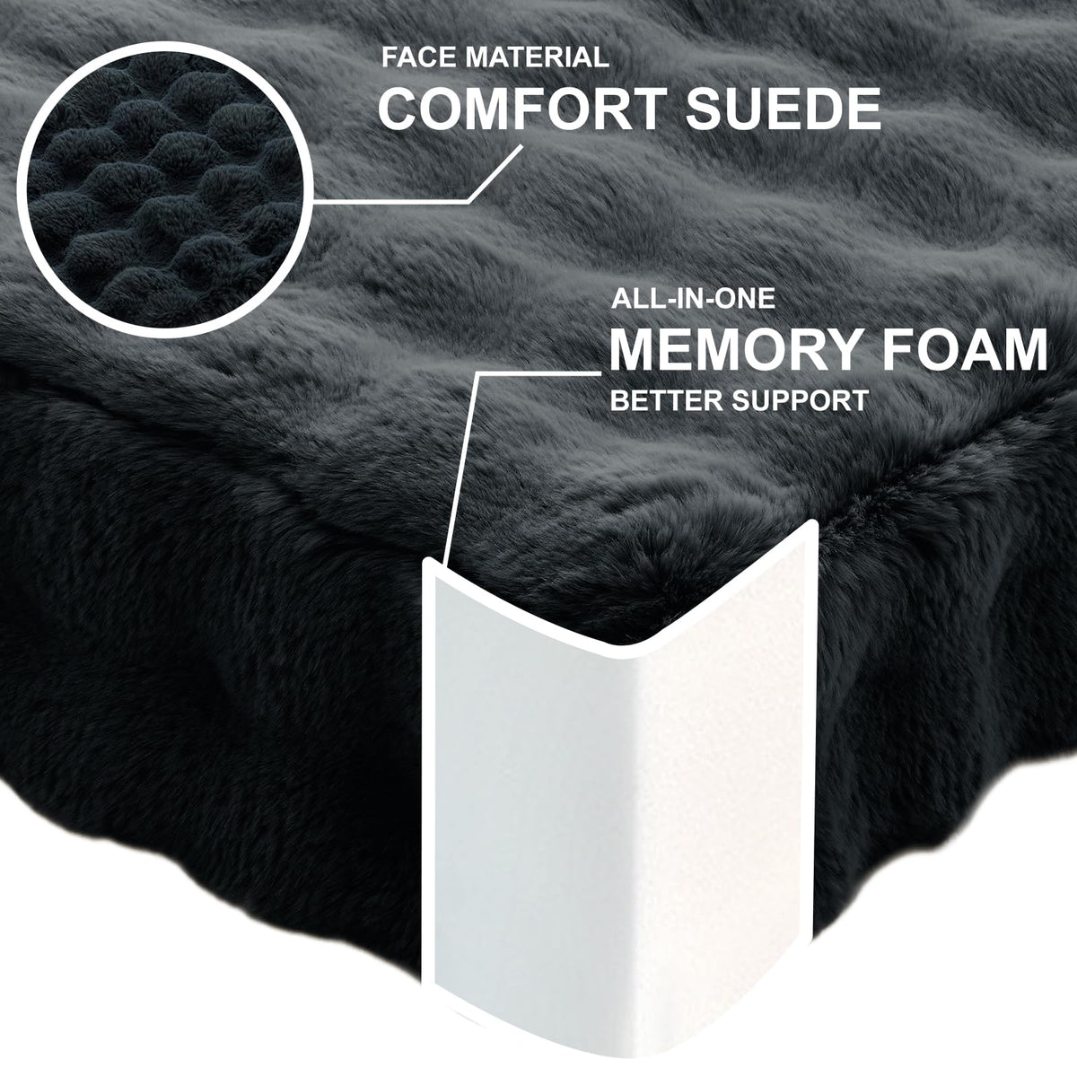 22 inches Floor Pillow for Adults (Black / 1 Count)