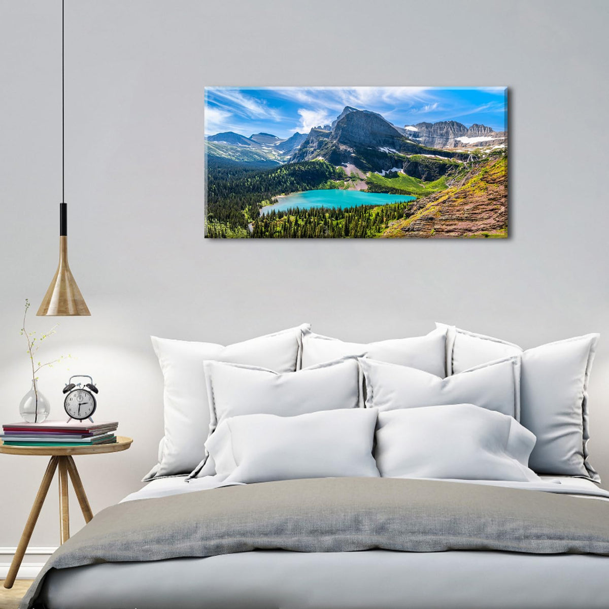 Glacier National Park Wall Art Saint Mary Lake Landscape Canvas Wall Decor Mountain Scenery Pictures Prints Painting Modern Nature Photography Artwork for Living Room Bedroom Home Decorations 20x40" (40"L x 20"W / Glacier Park)
