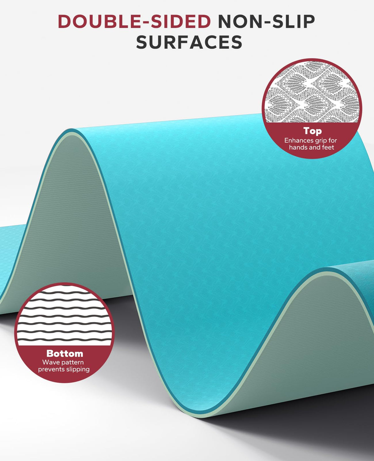 Large Yoga Mat (Turquoise/Mint green)