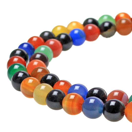 Natural Stone Beads Colorful Agate Round Loose Beads for DIY Necklace Bracelat Jewelry Making (Colorful Agate / 10mm)