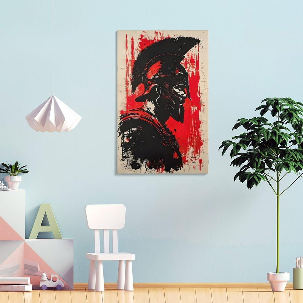 Spartan Warrior Profile Art Canvas Printing Wall Art Prints Wall Decor Posters Red Black Abstract Minimalist Nordic Bohemian Living Room Bedroom Office Gym Decor 12x18inch (style-8 / 12x18inch(30x45cm) Frame)