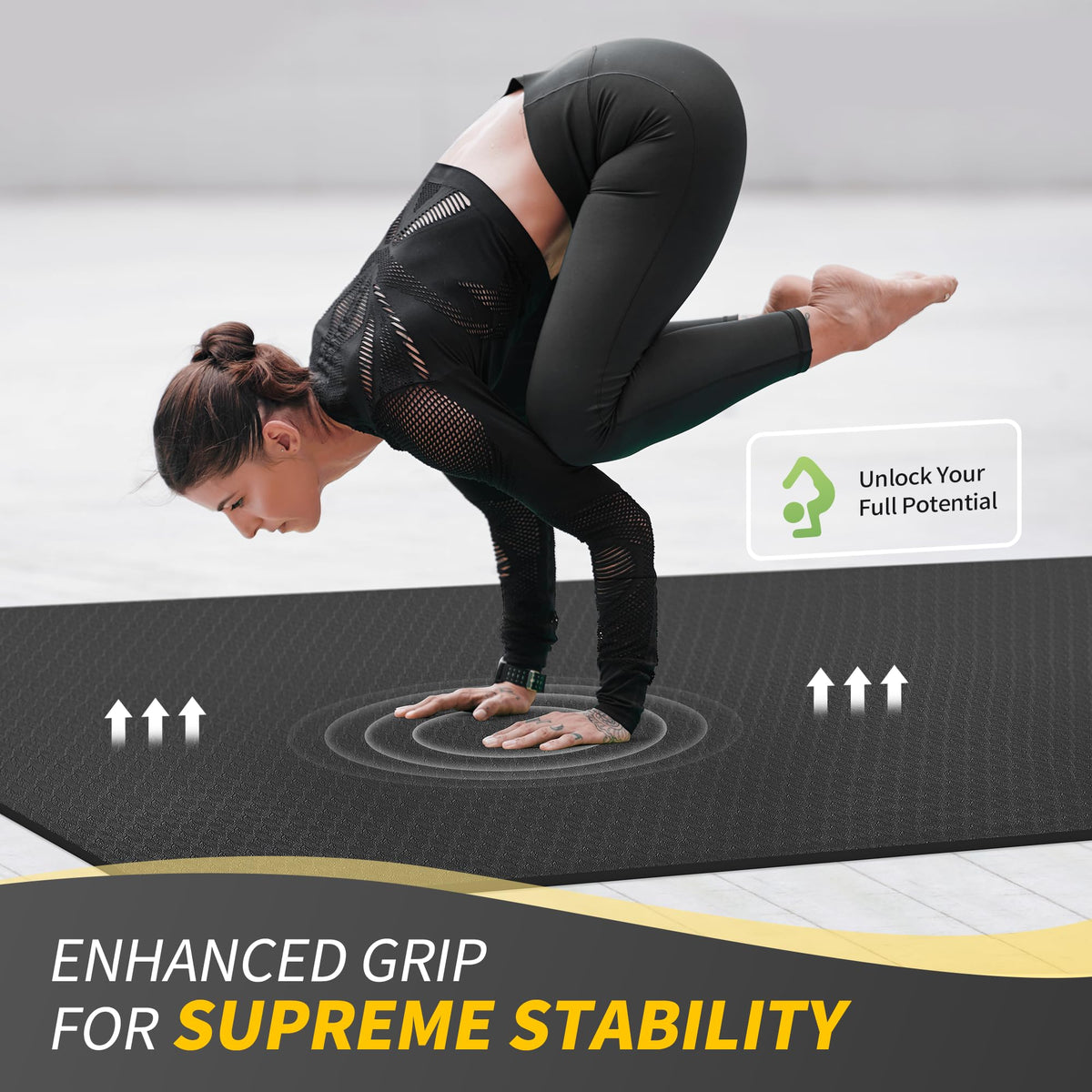 72''x48'' Large Yoga Mat (BLACK / 10mm)