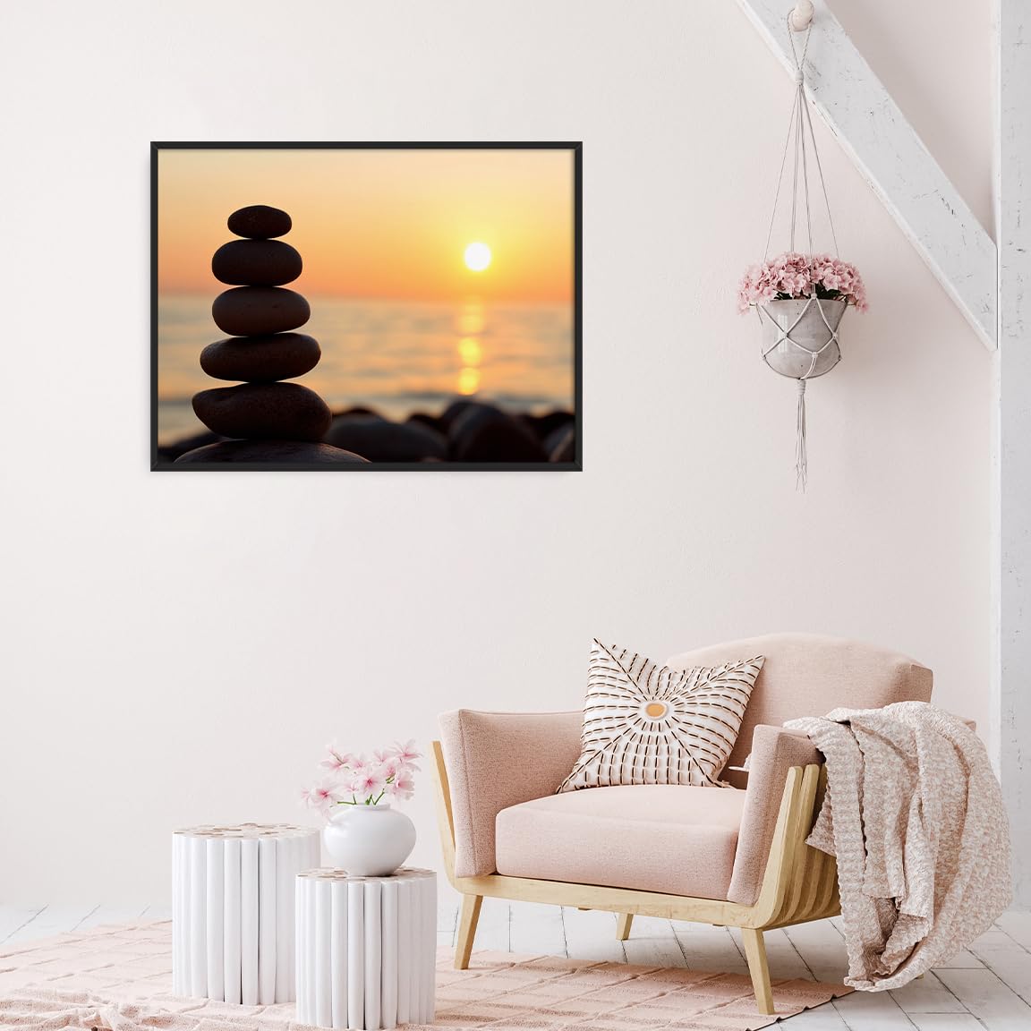 Minimalist Zen Sunset Wall Art (Black Aluminum Frame-2 / 16"L x 20"W)