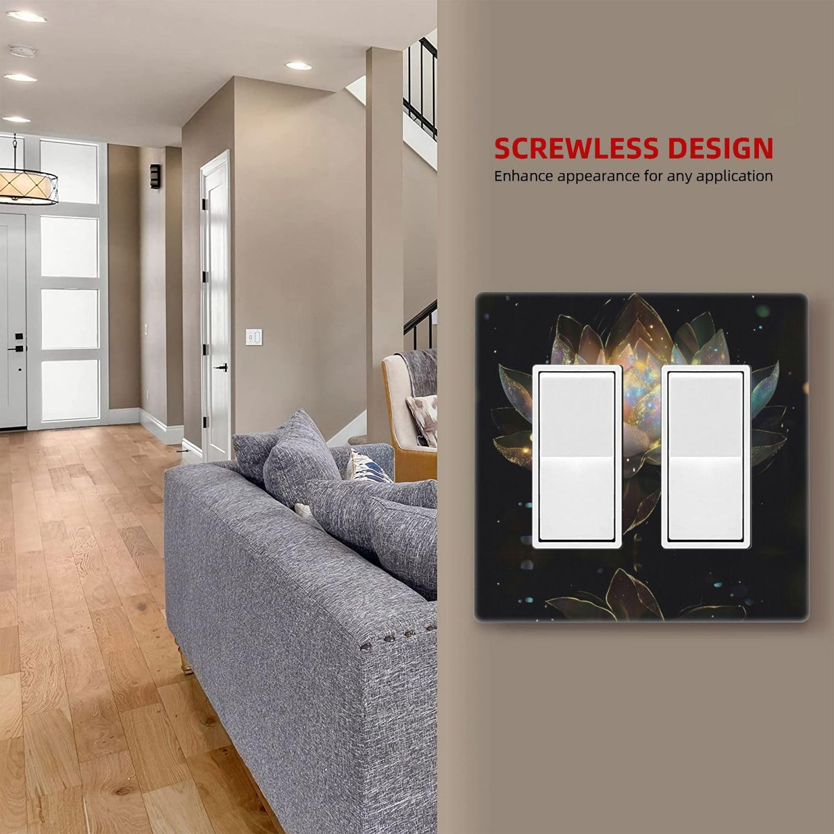 Spa Yoga Zen Lotus Flower Decorative 2 Gang Double GFCI Decorator Rocker Light Switch Cover Outlet Wall Plate Electrical Faceplate Screwless (Spa Yoga Zen Lotus Flower / 2 Gang Decorator Screwless)