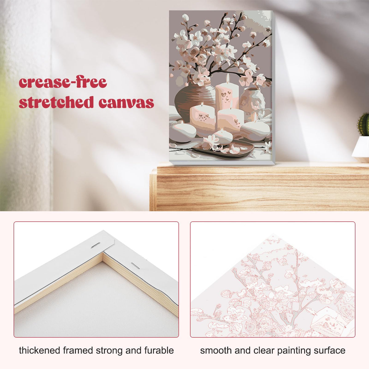 Candle Flowers Paint by Numbers Kit with Frame for Adults