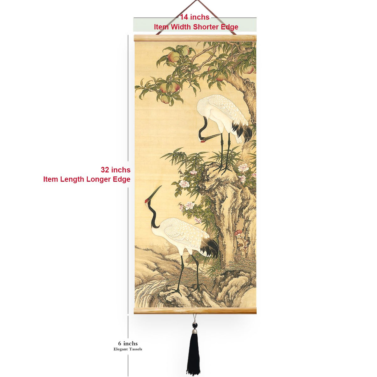Canvas Painting Prints Wall Scroll Fengshui Art for Decor 32x14in (B)