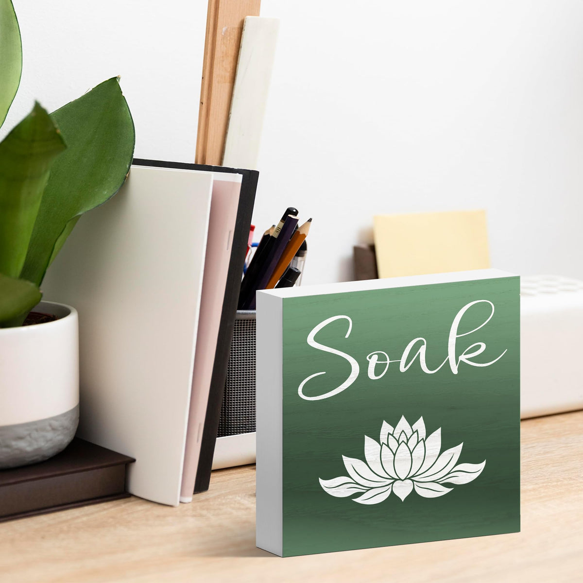 Lotus Flower Decor Box Sign for Bathroom Yoga Spa Room Beauty Salon (Pink)