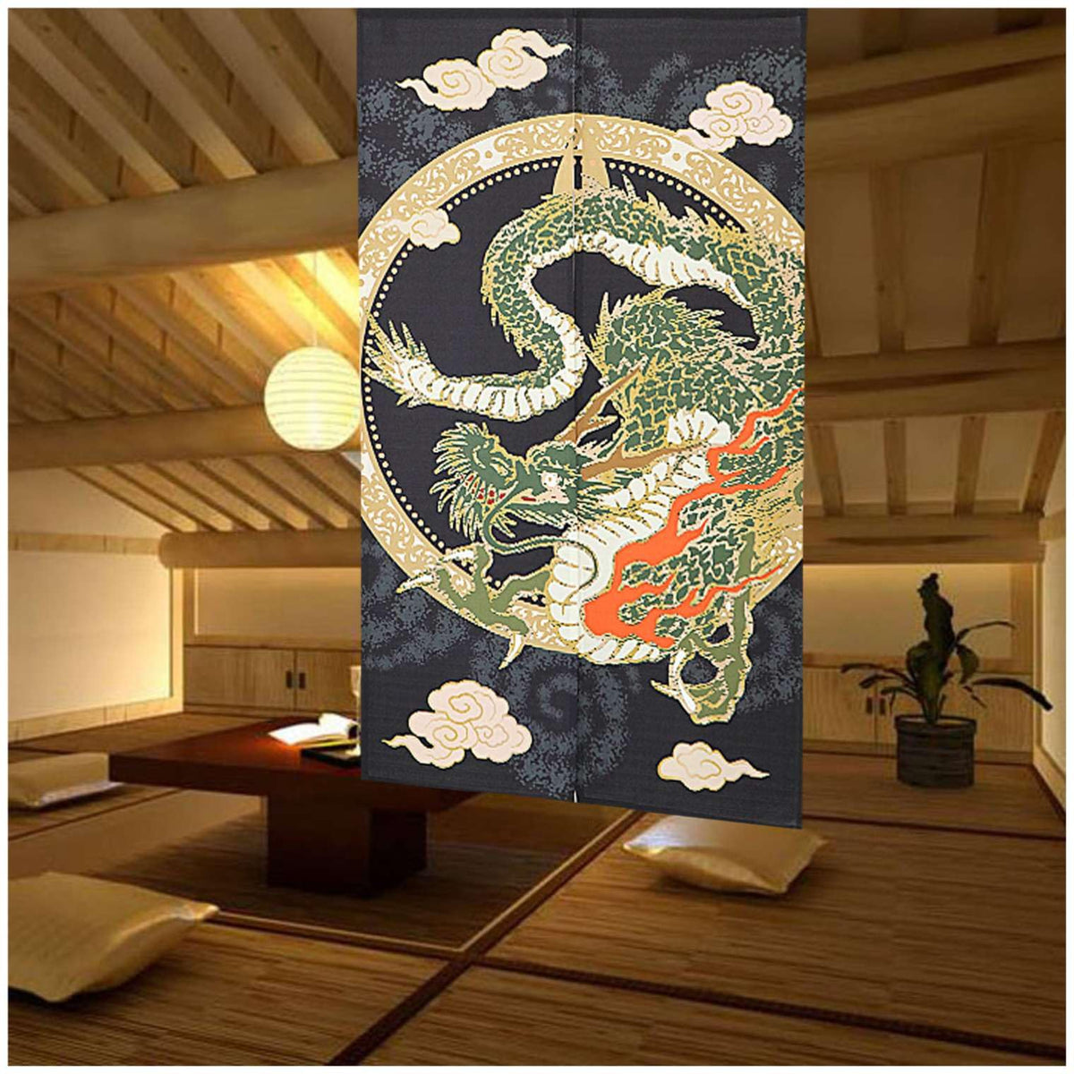 Noren Japanese Doorway Curtain Tapestry Decorations Room Divider Privacy Anime Curtains Japanese Style Doorway Curtain Panel Traditional Chinese (Black Flying Dragon / 33.5"W x 67"L (Pack of 1))