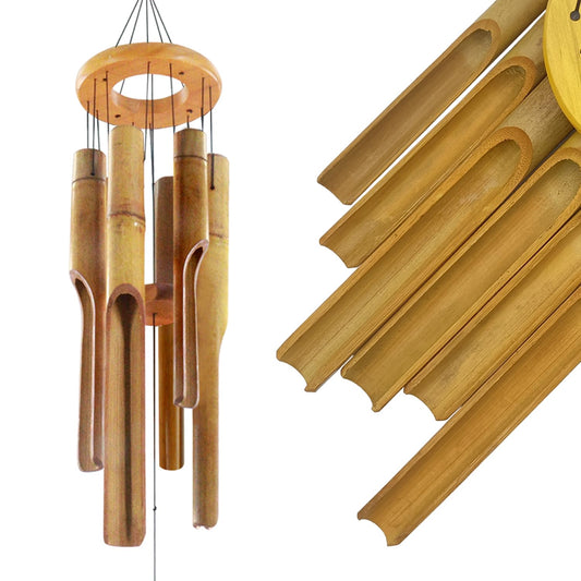 Bamboo Wind Chimes for Outside (Raw Color)