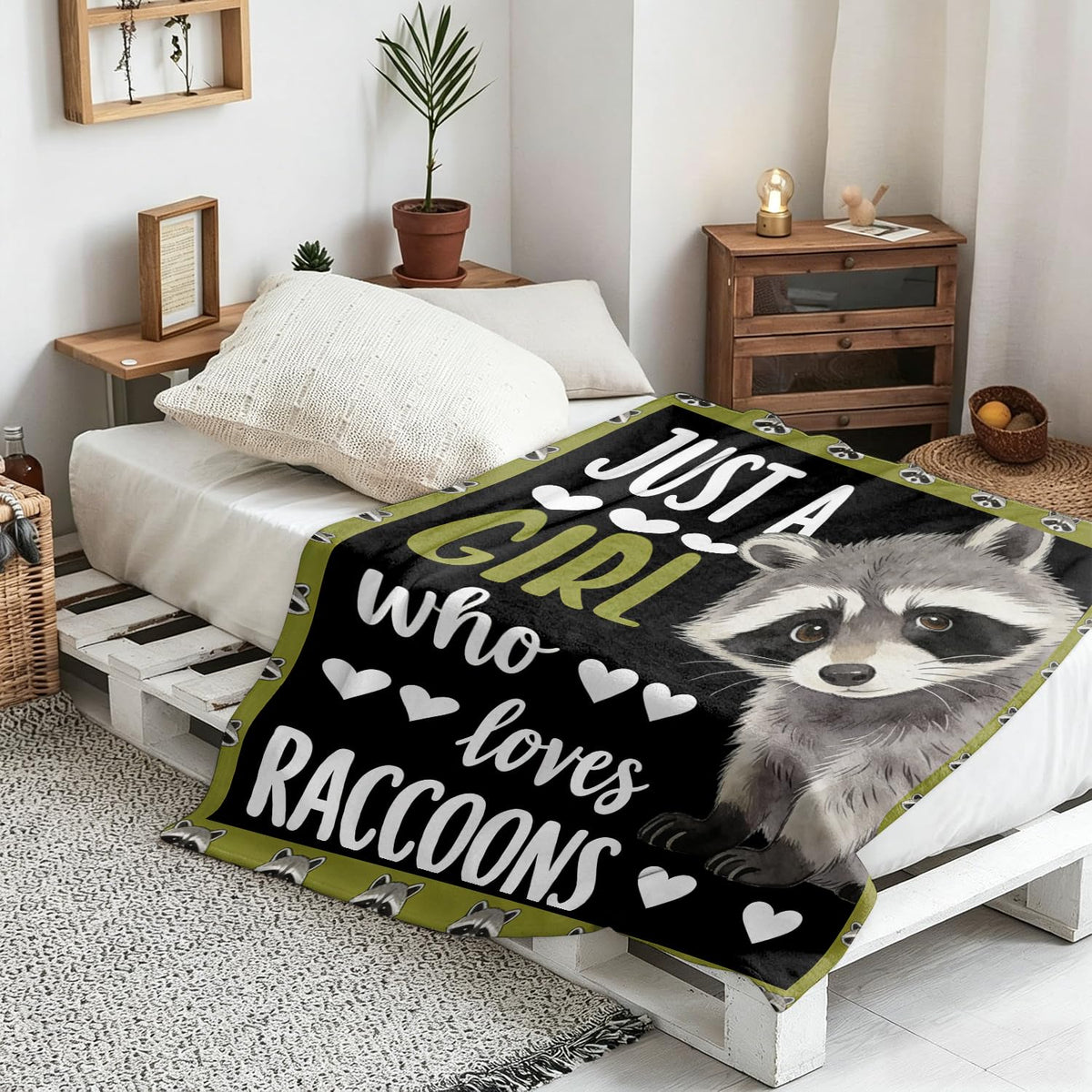 Raccoon Throw Blanket Cute Animal Raccoons Cozy Plush Flannel 40"X50" (Raccoon / 40"X50")