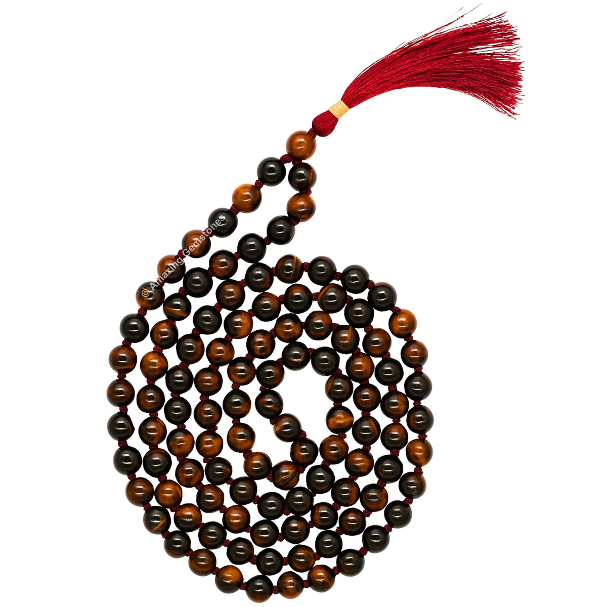 Red Tigers Eye Buddhist Prayer Beads Japa Mala with 108 Meditation Beads (Hand Knotted / Red Tigers Eye)