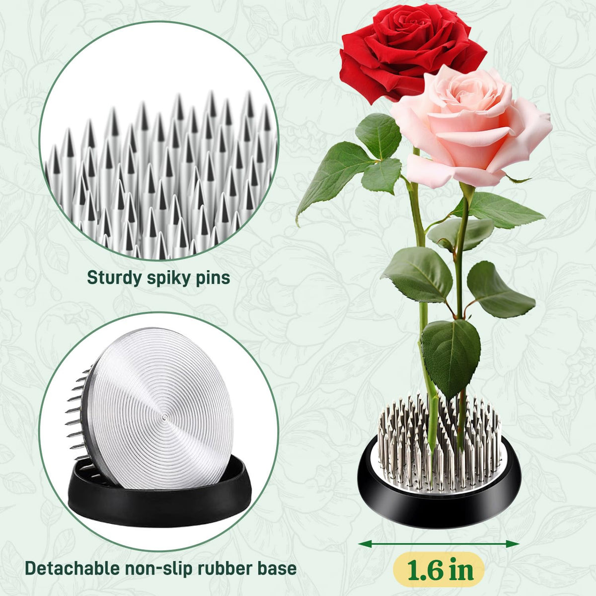 Ikebana Vase Kit Ceramic Flower Frog Vase with Stainless Kenzan Japanese Ikebana Flower Arrangement Pot for Floral Displays Moss & Hydroponic Plants Zen Decor Gift (Black Small Size)