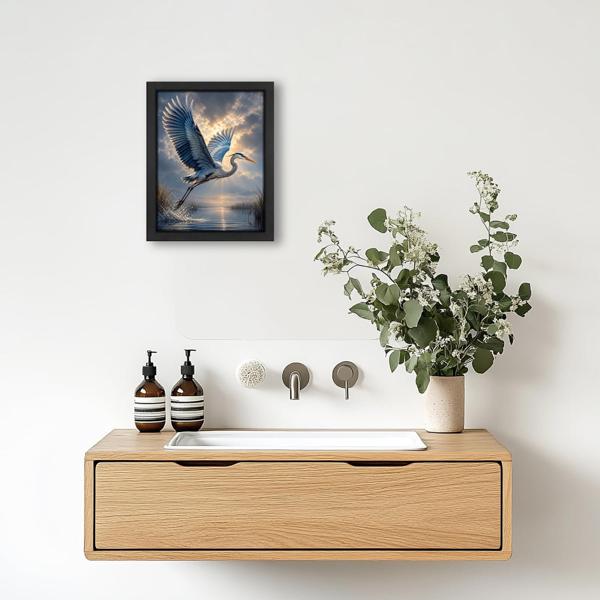 Heron Decor Wall Art (Wall Art Framed 11 / 10"L x 8"W)