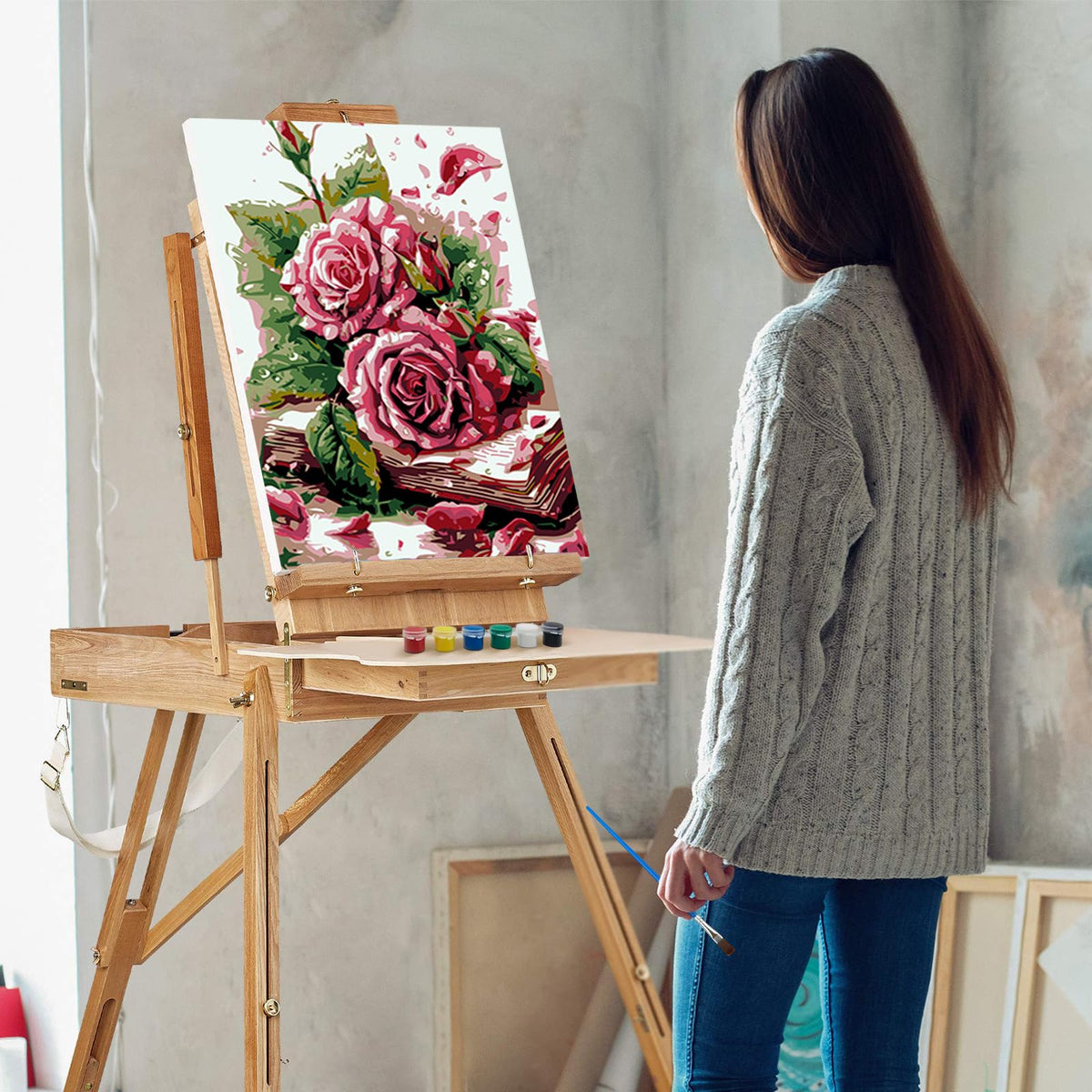 Rose Paint by Numbers Kit for Adults Beginner