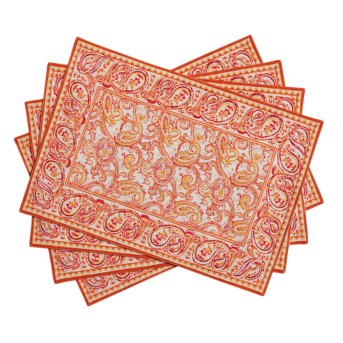 Placemats Set of 4 Reusable 100% Cotton (131 - Palatial Paisley / 13" X 19" (Pack of 4))