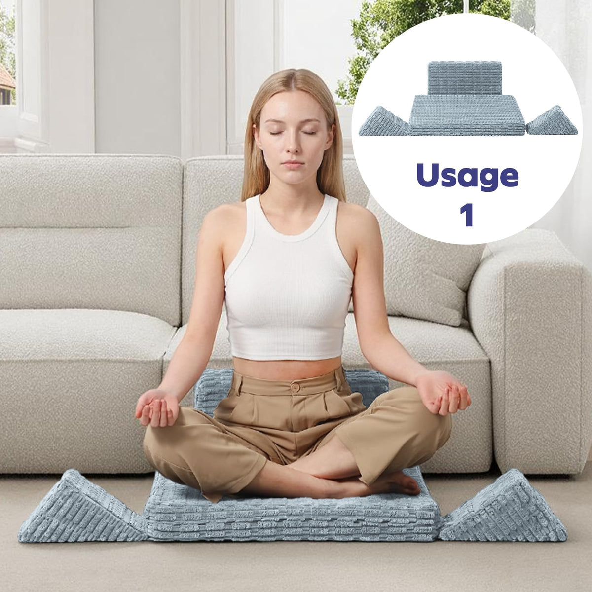 Meditation Cushion Set (Charcoal / 24X24X2 Inch)