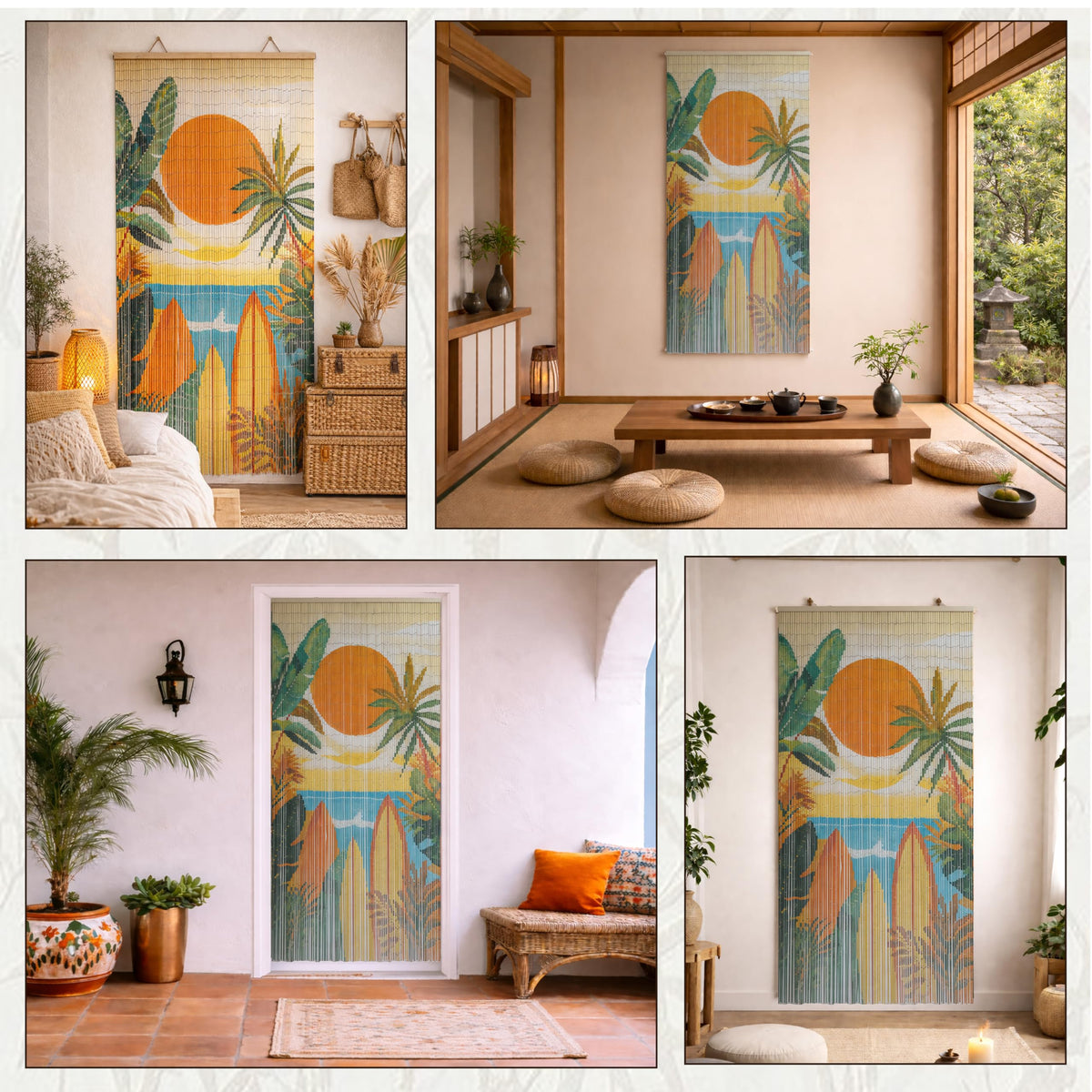 Summer Vibe Beaded Bamboo Curtain for Doorway 35.4" x 78.7" (Summer Vibe)