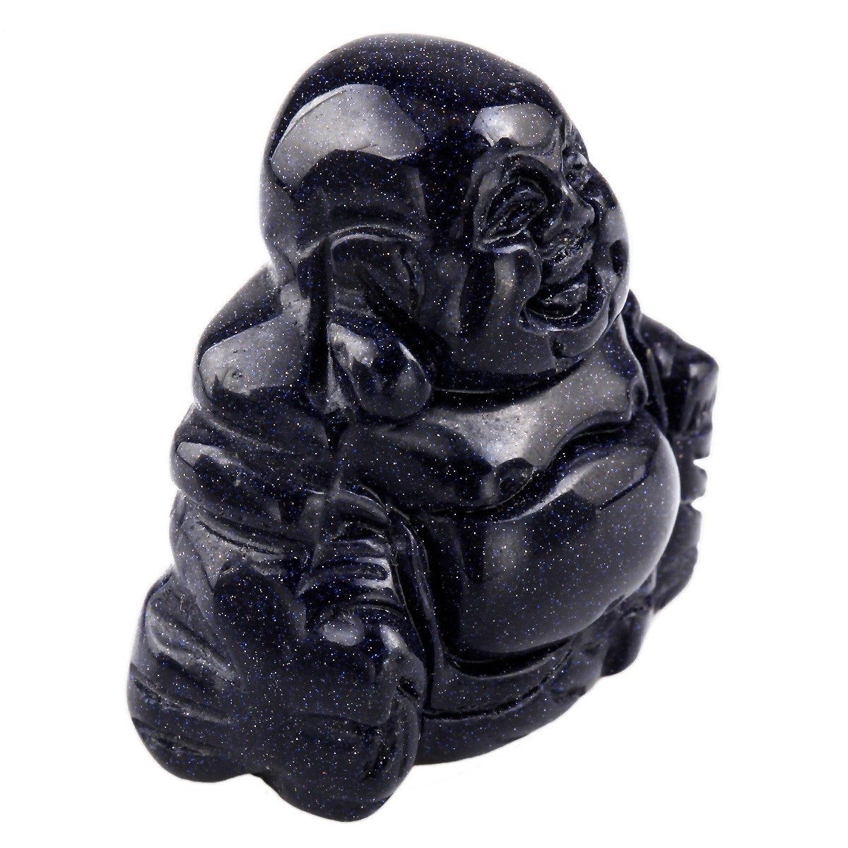 1.5" Blue Sand Stone Laughing Happy Buddha Feng Shui Figurine (1.5" / 4.blue Sand Stone)