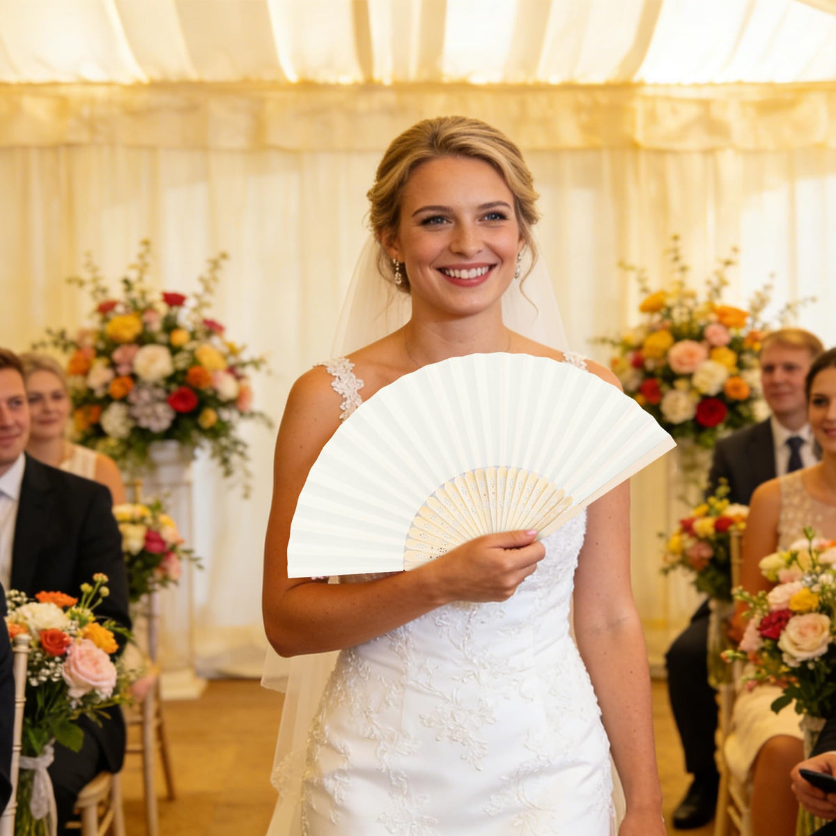18 Piece Hand Fans (Cream)