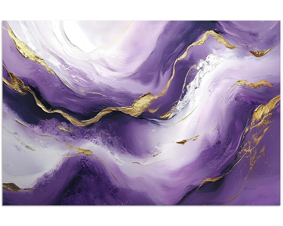 1 Pcs Purple Wall Art Purple Pictures for Wall Plum Color and Gold Abstract Canvas Picture Print on Canvas Plum Color Pictures for Bedroom for Room Decor Stretched and Framed 24x36 inch (36"L x 24"W / Purple Gold)
