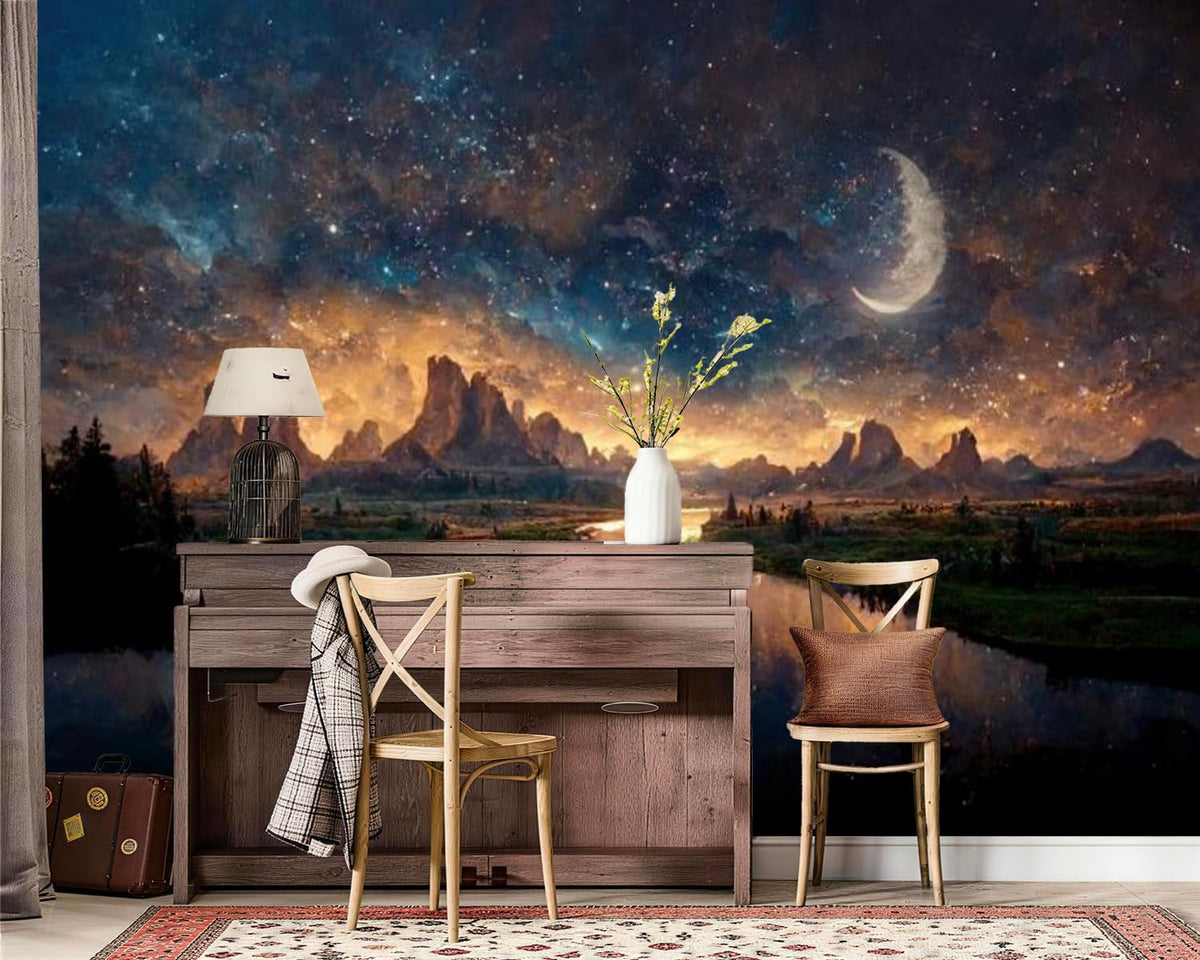 Peel and Stick Wall Mural Wallpaper Night Sky 114"×82" Decor G21 (G21 / 114" x 82")