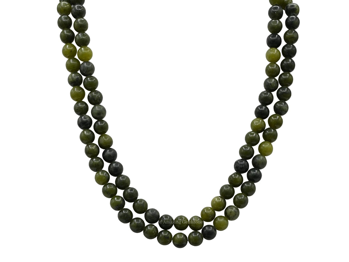 Green Jade Mala Beads (Green Jade / Plain)