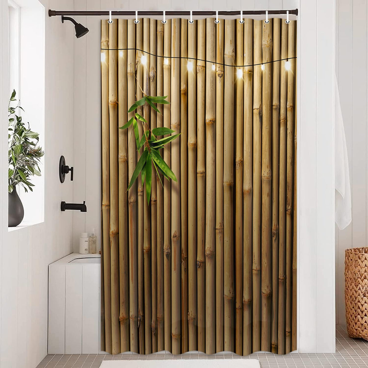 Bamboo Shower Curtain (Brown-02 / 36"W x 72"L (Pack of 1))
