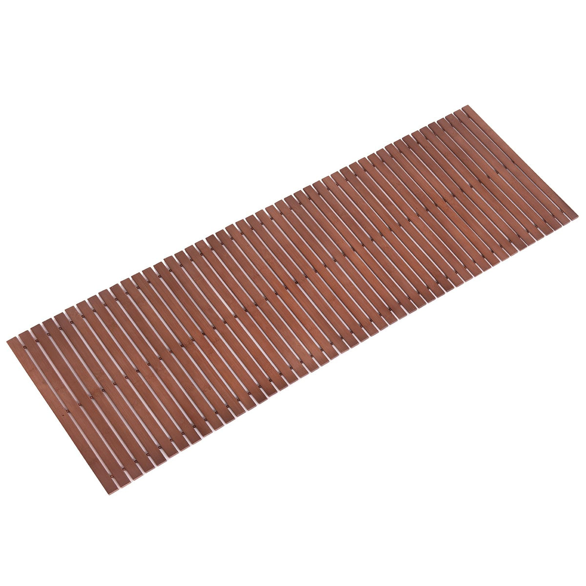 Bath Mat Bathroom Runner Long Large Rugs Floor Wood Shower Bathtub Waterproof Non Slip Accessories 16x34 Inch Easy to Clean (Striped Walnut / 48" x 16" (Rectangular))
