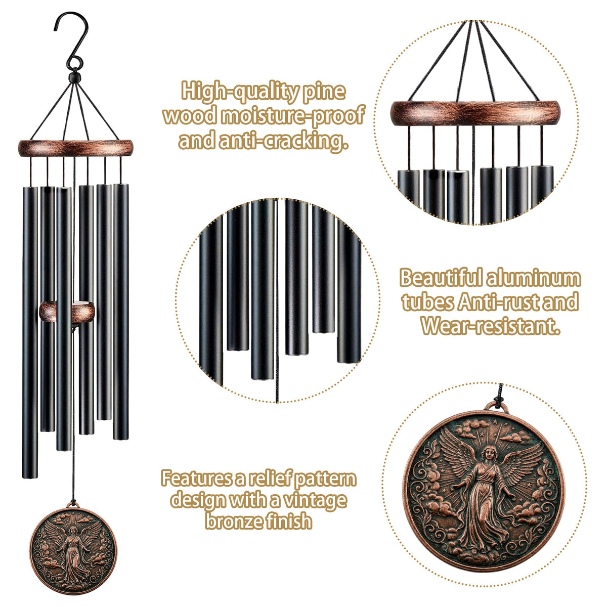 Guardian Angel Wind Chimes for Outside (Angel)