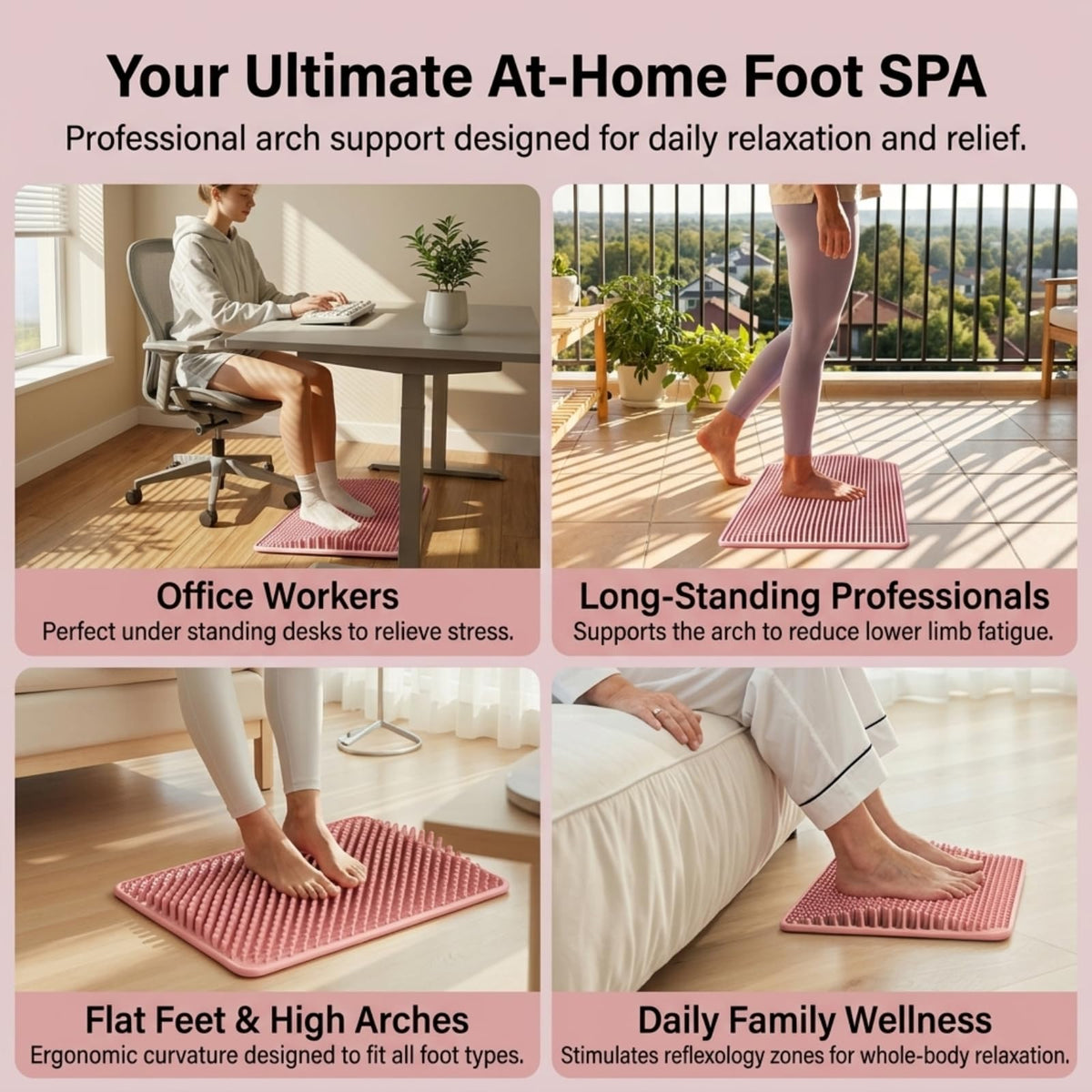 Foot Massage Mat with 660 Acupressure Nodes (Pink)