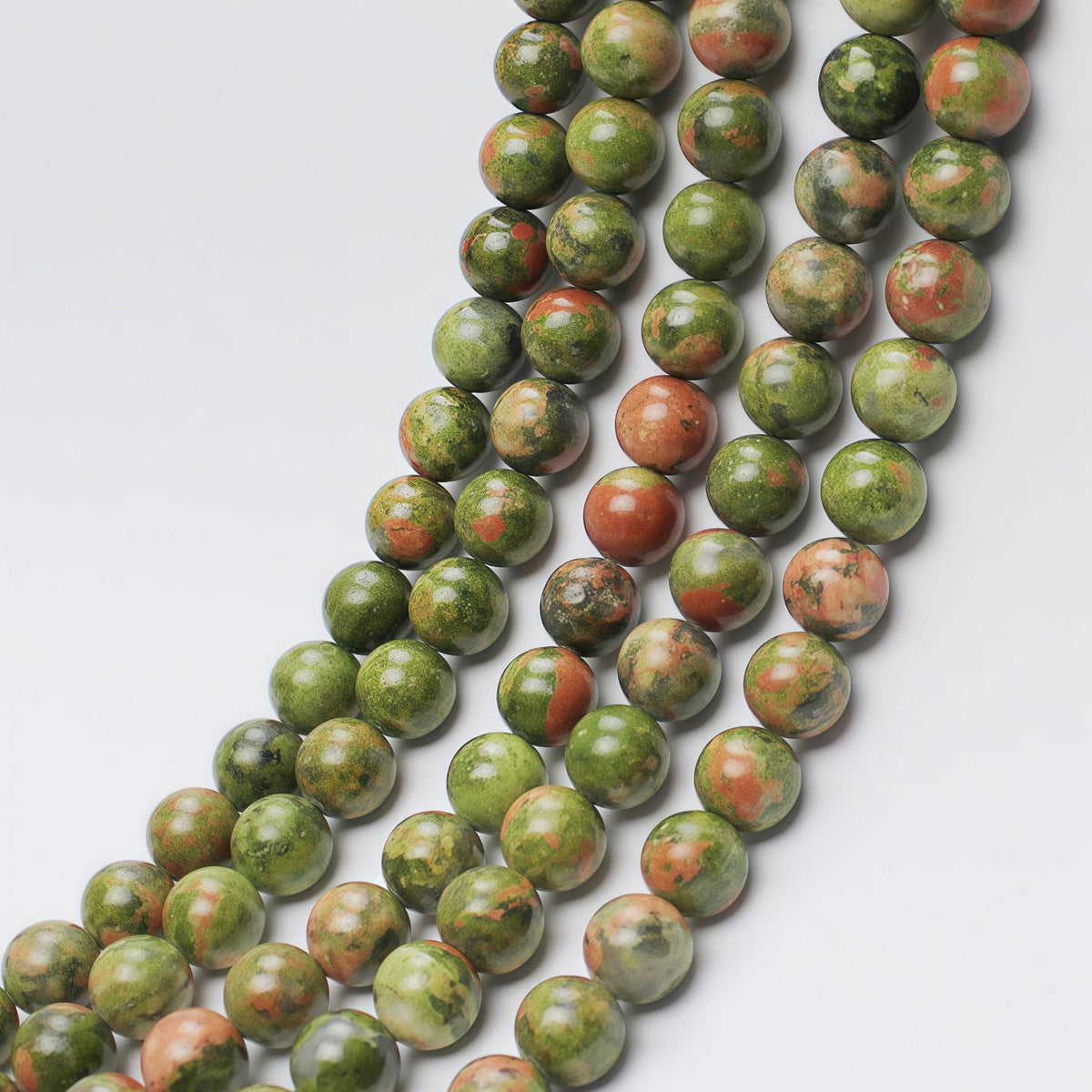 Natural Stone Beads Unakite Round Loose Spacer Beads 15'' 4m 6m 8m 10mm 12m for Jewelry Making (Unakite / 12mm)