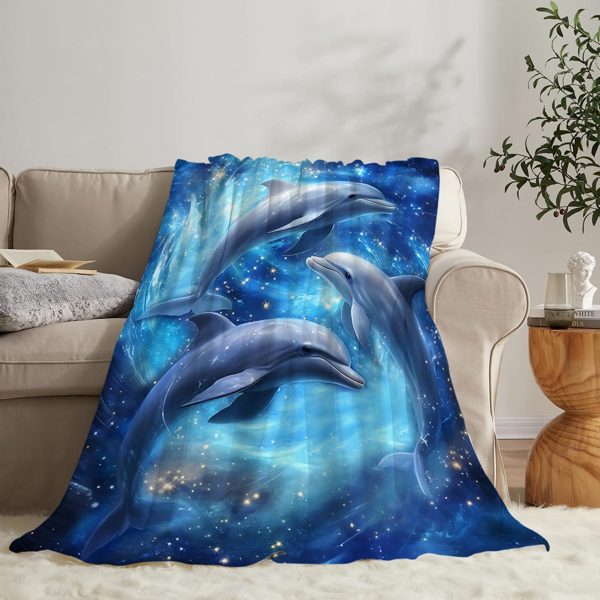 Ocean Galaxy Dolphin Throw Blanket (50"x60" / Dolphin)