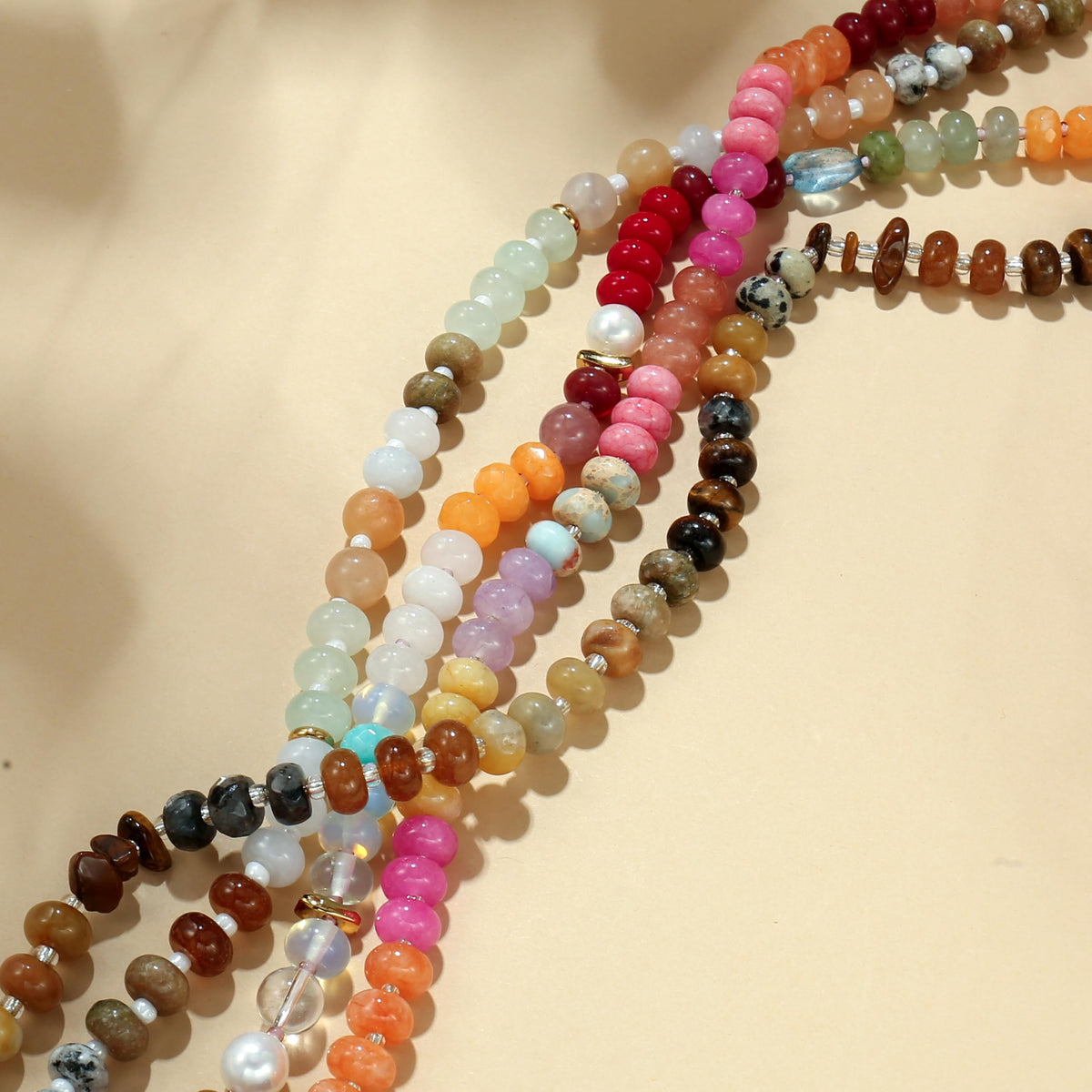 Natural Stone Beaded Choker Necklace for Women (Jade color Series)