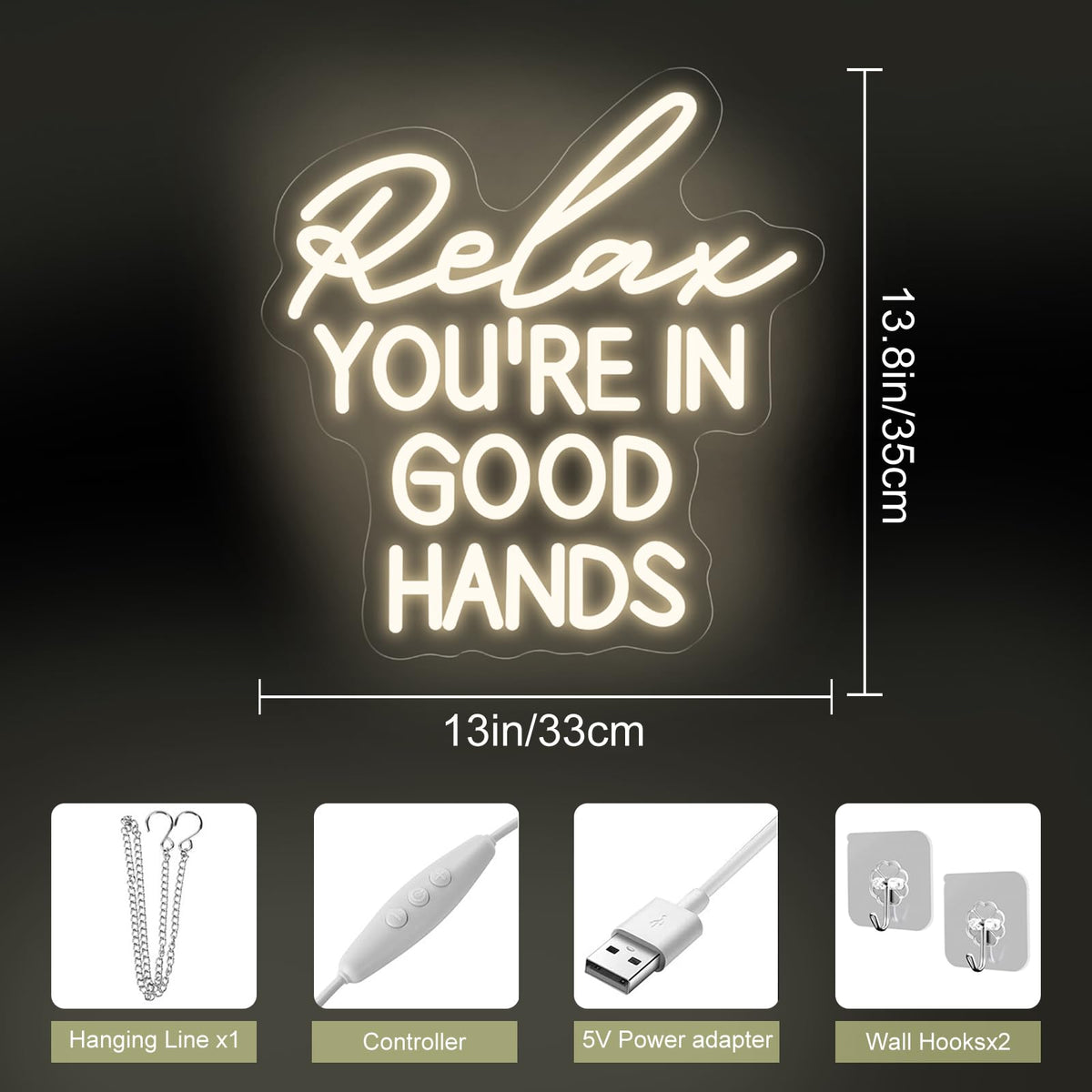 Relax You're In Good Hands Neon Sign Hair Salon Beauty Studio Led Light (Relax)